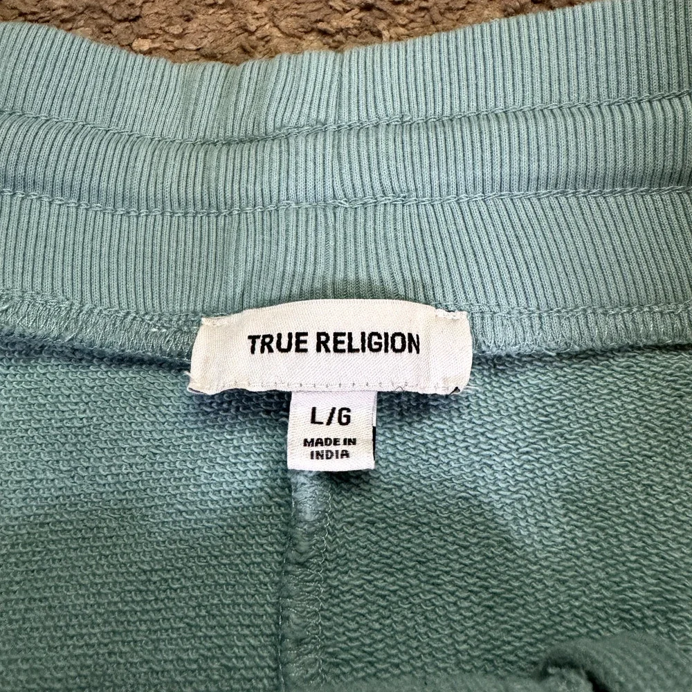 True Religion Men's L Green Blue Mint Color Block Jogger Pants